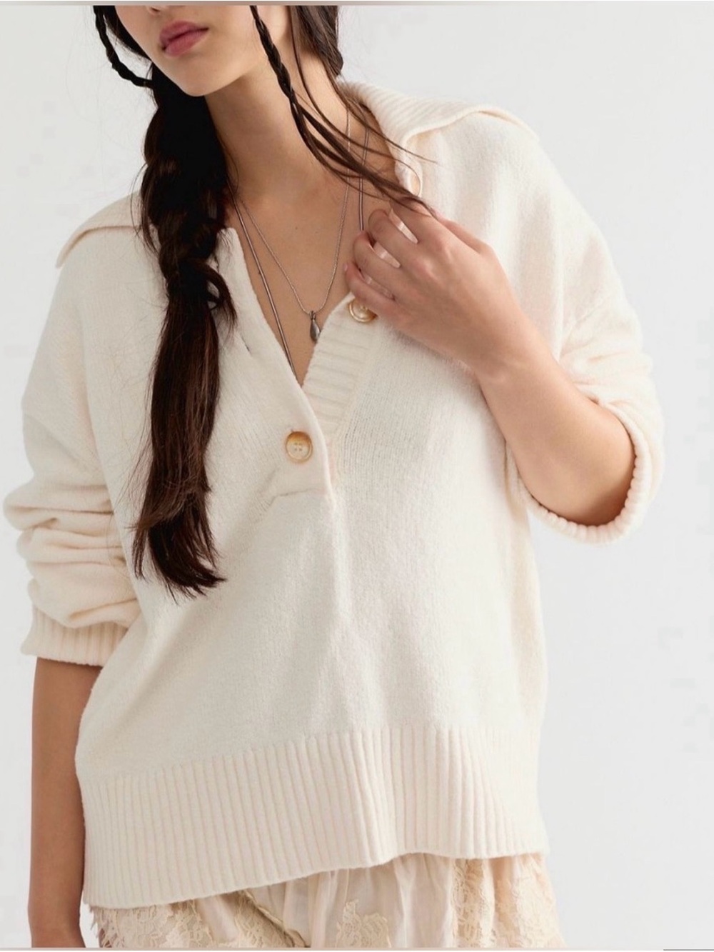 Free people trading up polo sweater